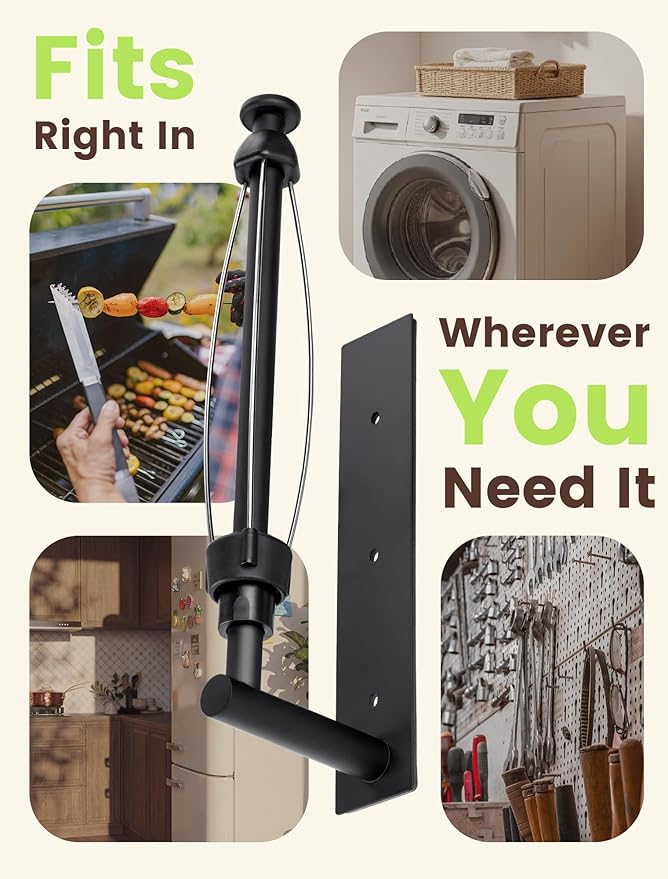 INMAKER Magnetic Paper Towel Holder, Strong Magnet Paper Towel Holder for Fridge, Kitchen, RV, Garage, Grill with Self Adhesive Wall Mount and Screws, One Hand Tear with Adjustable Damping (Black)