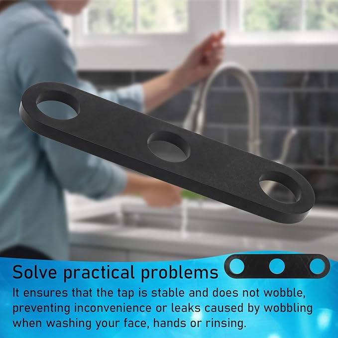 Faucet Stabilization Plate for Delta Rp37490 Victorian Sink Retaining Plate, Faucet Reinforcement Plate Baseplate 3 Hole Under Sink Faucet Bracket, Black