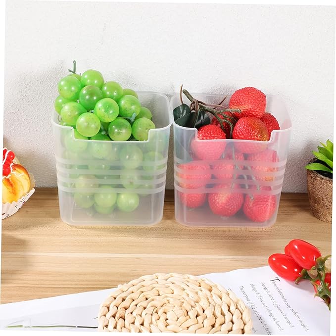 4pcs Refrigerator Organizer Bins Translucent Fridge Storage Box for Vegetables Fruits Drinks Multi-functional Kitchen and Pantry Use