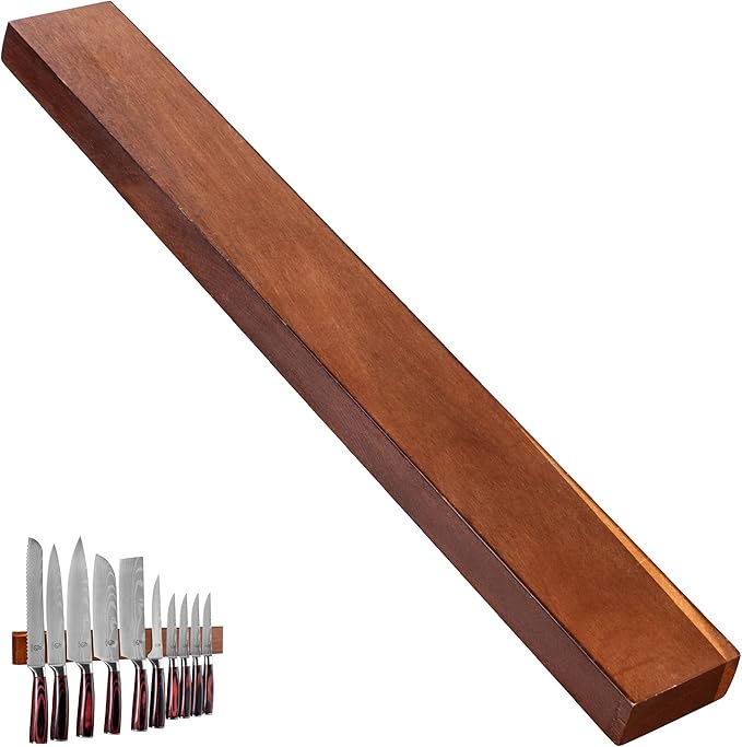 Wall Mounted Wood Magnetic Knife Strip, 16 inch Innovations Multi-Purpose Knife Holder Bar for Wall Kitchen Secure Store Utensil Organizer
