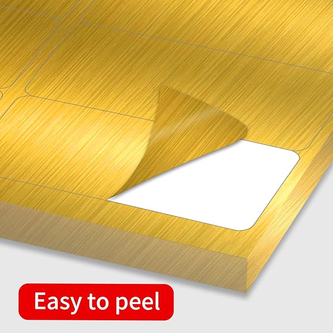 YEGAWEN 1" x 2-5/8" Address Labels- Gold Shipping Labels Stickers/Mailing Labe Stickers for Laser/Inkjet Printer, Matte Gold, 8.5”×11"- 20 Sheet