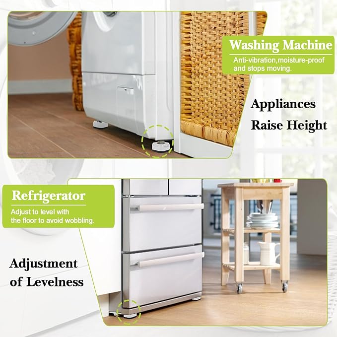 8 Pack Furniture Risers 1 Inch, Adjustable Bed Risers Heavy Duty for Table Desk Couch Chair Sofa Cabinet Bed Legs Dorm, Square Stackable Bed Raisers Blocks Lift Height 1", 2" or 3", White