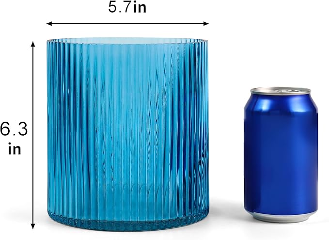 Blue Utensil Holder, 6.3" Glass Kitchen Utensil Holder for Countertop, Large Cooking Utensil Holders for Kitchen Counter, Utensil Crocks for Farmhouse Decor