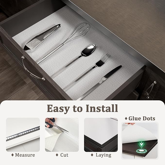 MIAONET Shelf Liner for Kitchen Cabinets 12" x 360" Non-Adhesive Non-Slip Drawer Liners for Dresser, Waterproof Washable Paper, Durable Protector Mat for Pantry Shelves Cupboards, White