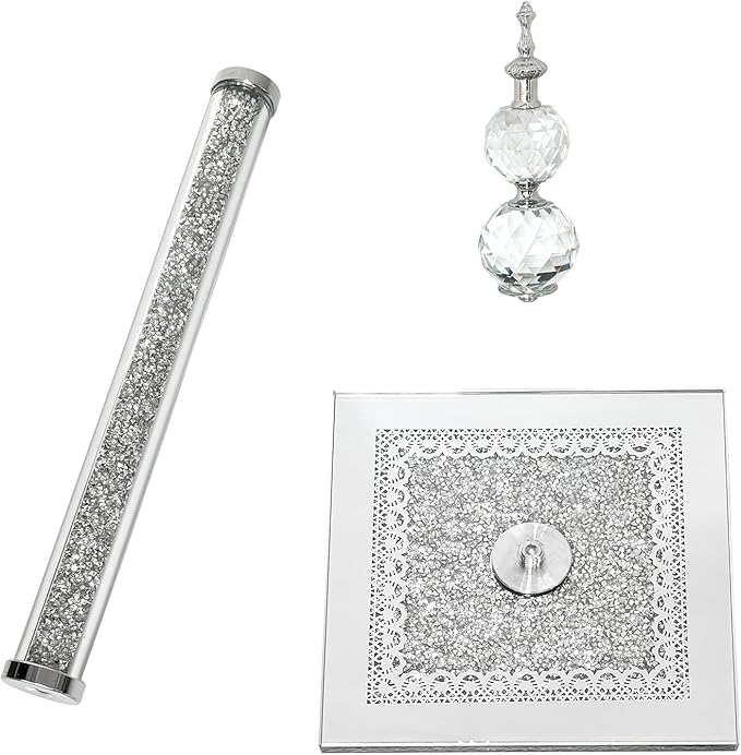 Crushed Diamond Paper Towel Holder Stand Crystal Paper Towel Holder Countertop Bling Kitchen Decor (Silver A)