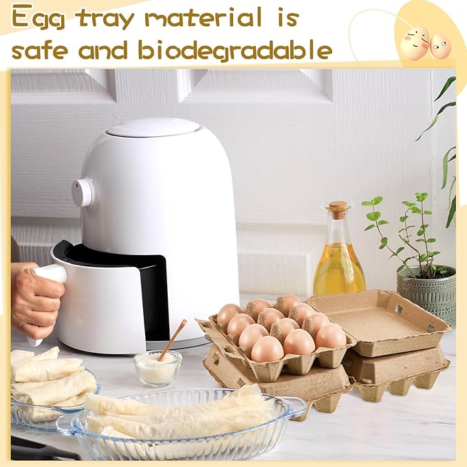 Rtteri 200 Pcs Egg Cartons Bulk 3x4 Style Egg Storage Containers Holder for Fresh Duck Quail Storage Kitchen Family Farmhouse (Natural Color)