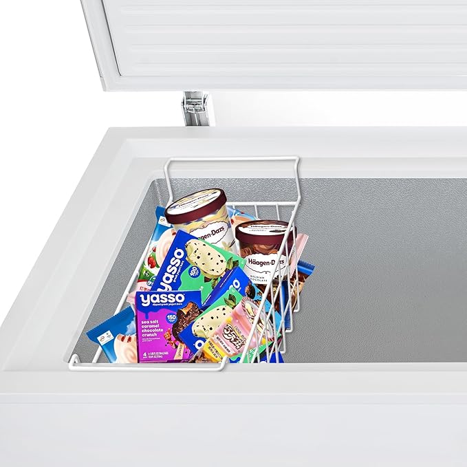 Homics Chest Freezer Baskets 15.5 Inch, Chest Freezer Organizer Bins Metal Wire Storage Baskets with Hanging Handles for Deep Freezer, Set of 2