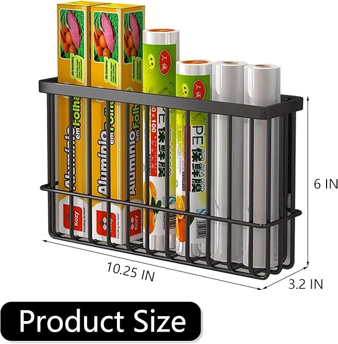 LIFEFAN Magnetic Refrigerator Organizer Magnetic Basket Kitchen Organizer Metal Ziplock Bag Storage Organizer (10.25" L x 3.2" W x 6" H, Black)