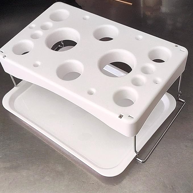 Collapsible Piping Bag Stand with Drip Tray - 12 Hole Organizer + Nail Slots | Compact Baking Storage for Countertops, Home Bakeries & Kitchens