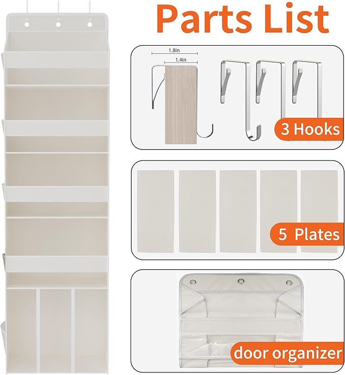 1 PC Over the Door Diaper Organizer with 1 Large Capacity Caddy, 4 Shelf & 10 Mesh Side Pockets, Baby Stuff Hanging Caddy Storage and Newborn Essentials Closet Organizer for Nursery, Bedroom
