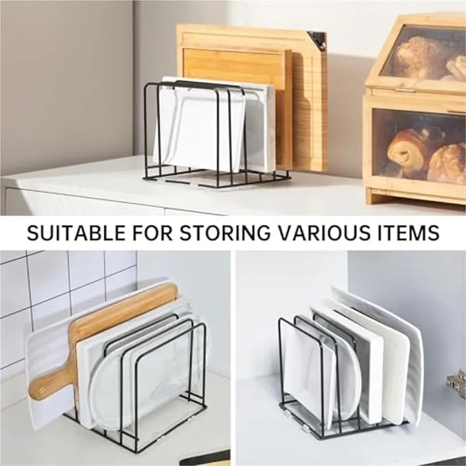 Cutting Board Rack 2pcs Kitchen Cabinet Dividers sheets Bakeware Holder with 5 Slots For Chefs,Baker Offer A Space-Saving Solution