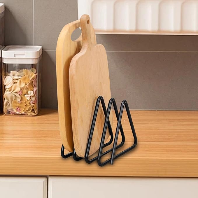 Divided Shelf with 4 Cutting Board Slots, Metal Stovetop Rack, Cookie Cabinet