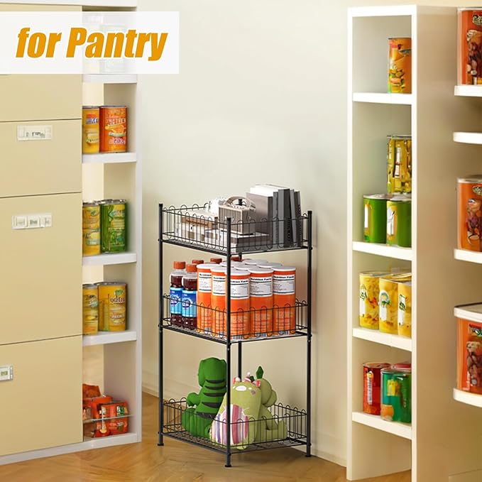 Vrisa 3 Tier Water Bottle Holder Fenced Freestanding Bottled Water Organizer Stand Beverage Drink Soda Can Storage Rack for Pantry, Kitchen, Home Party, Classroom