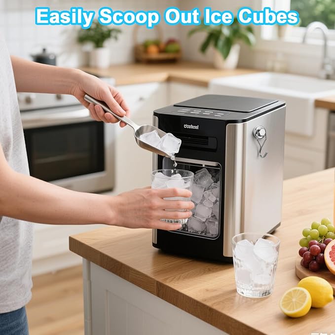 Stainless Steel Ice Scoop for Freezer with Magnetic Hook - Ice Scoop for GE Profile Opal 2.0 Nugget Ice Maker, for Kitchen Bar Party Accessories (3OZ)
