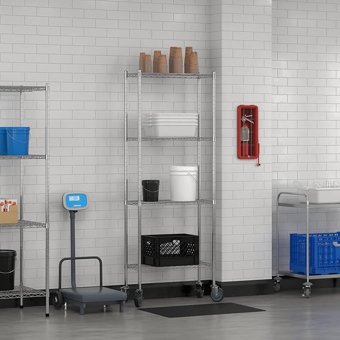 Commercial NSF Listed Chrome Mobile Wire Shelving Kit 12" x 30" x 80", with 4 Shelves Perfect for Warehouse, Walk-in Refrigerator, Freezer, Grocery Store, Restaurant, Dishroom