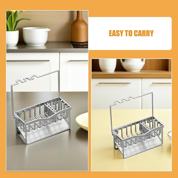 FUOYLOO Sink Organizer Rack For Kitchen Sponge Storage Holder Sink Box Holder Soap Dispenser Tray Countertop Accessories Storage Rack