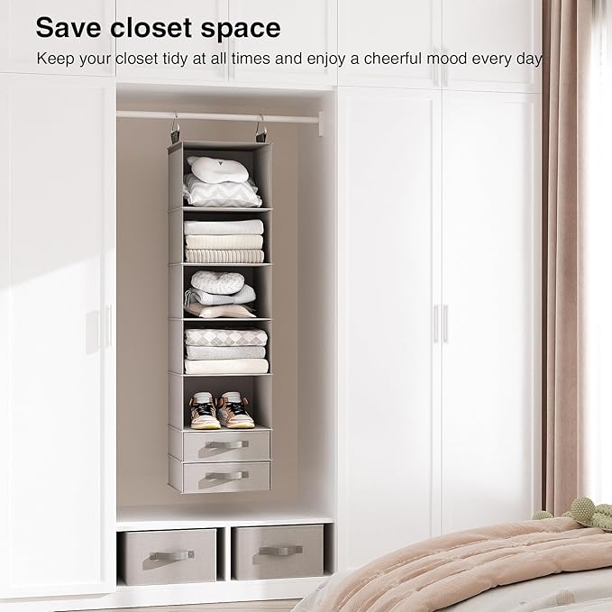 Hanging Closet Organizer with 4 Removable Compartment Drawers, Made of Washable 600D Oxford Fabric