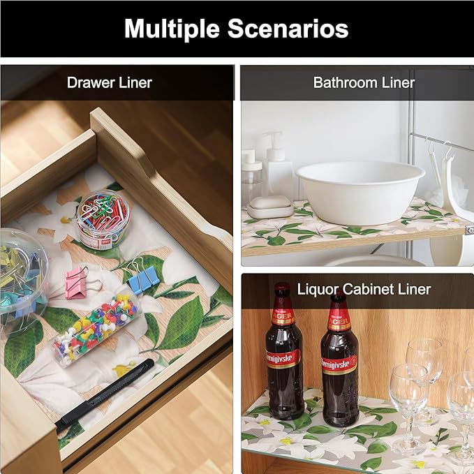 Cooyes Shelf Liner – Premium Non-Adhesive Cabinet & Drawer Liner for Kitchen – Waterproof Shelf Paper with Modern Pattern – Durable EVA Cabinet Mat – Easy to Cut (17.5" W x 78.7" L)
