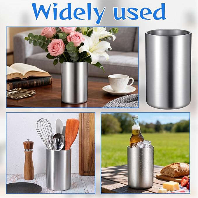 Cooking Utensil Holder for Kitchen Counter 4.7 x 7.5 inch Stainless Steel Sleek Kitchen Utensil Holder for Countertop Spatula Spoon Caddy Organizer, Silver