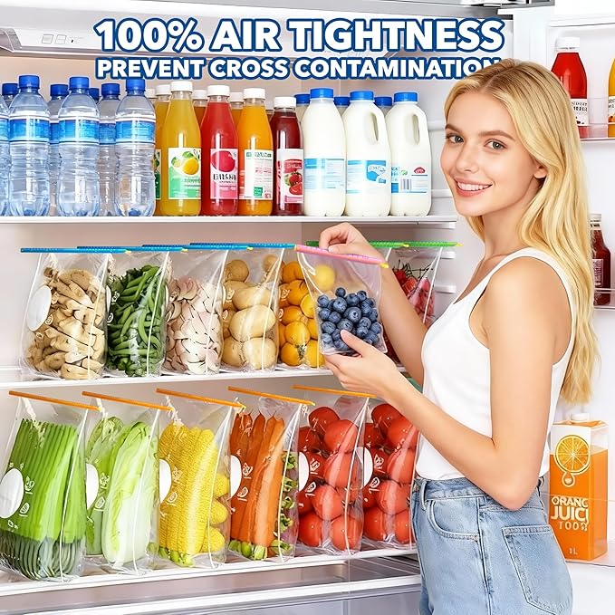 36Pcs Plastic Bag Sealer Sticks, AUHOKY Reusable Bag Sealing Clips with 5 Different Sizes, Keep Bags Airtight Watertight & Food Fresh, Easy Storage Accessories for Kitchen (Random Colors)