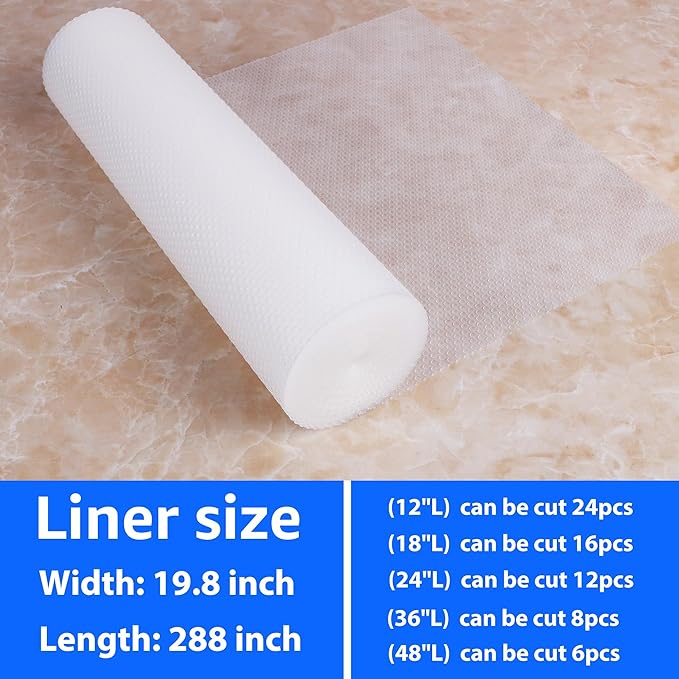 Clear Shelf Liners for Kitchen Cabinets: 19.8" Wide Large Waterproof Under Sink Mat - 19.8" x 288" Translucent Non-Adhesive Easy to Cut Cabinet Drawer Liner for Pantry