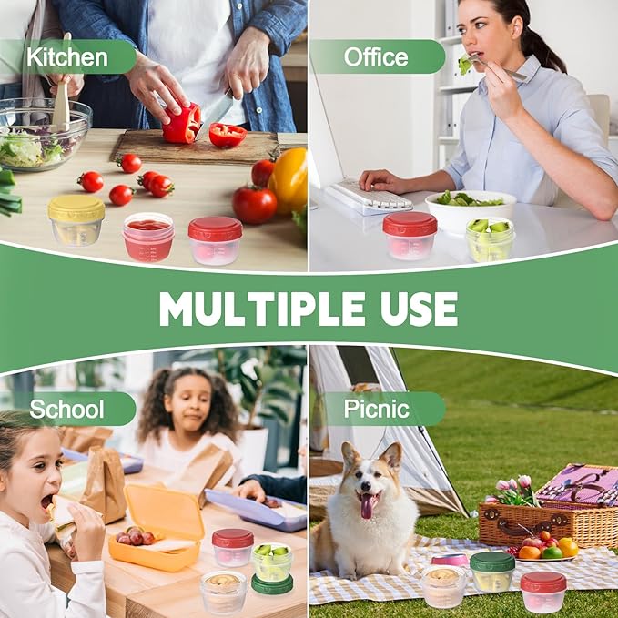 24pcs 4 oz Small Plastic Containers with Lids, Reusable 1/2 Cup Small Food Storage Containers, Leakproof, Microwave Dishwasher Freezer Safe