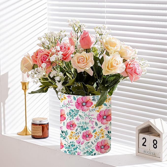 Kitchen Utensil Holder,7.2-inch Extra Large Sturdy Ceramic Garden Floral Pattern Utensil Crock,Cooking Utensil Organizer for Kitchen Counter Decor,Storage Caddy Farmhouse Gift Purple Flowers