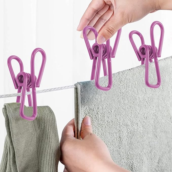 Multipurpose Metal Bag Clips - 2 Inch Colorful Sealer for Sealing Food, Paper Holder, Clothesline Clip for Laundry Hanging, Kitchen Bags (Pink, 10PCS)