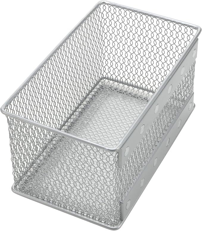 YBM HOME Magnetic Basket Storage Organizer with 16 Strong Magnets for Metal Desk, Fridge, Whiteboard, and Wall Locker Accessories, Medium (4-Pack)