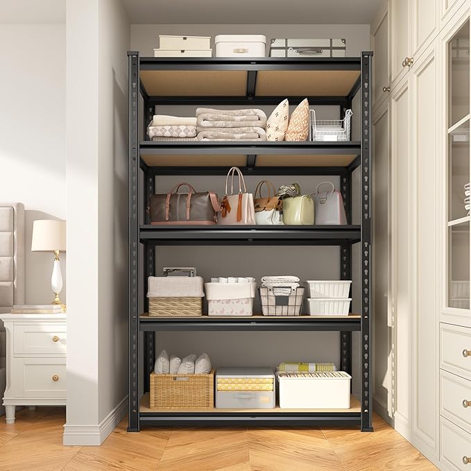 5-Tier Storage Shelves, 2010LBS Adjustable Pantry Shelves, Metal Shelving Unit for Kitchen, Pantry, Closet, Laundry, Garage, 15.75" D × 31.55" W × 63.05" H
