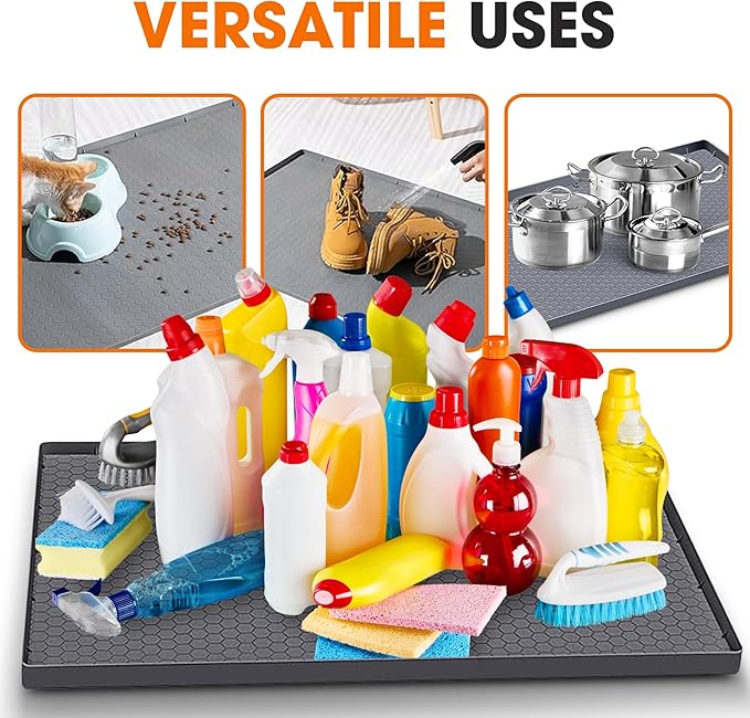 Cheer Collection Silicone Under Sink Mat - Waterproof Cabinet Liner for Kitchen, Leak Proof, Easy Clean, Non-Slip Drip Tray, Protects Cabinets from Spills, Leaks & Stains, 19x22