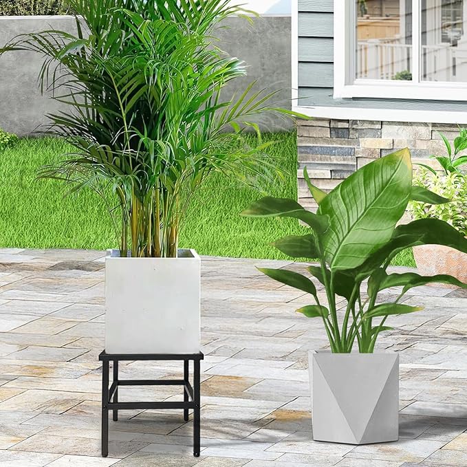 Plant Stand Indoor Outdoor,13 Inch Round Metal Plant Stands Riser,Heavy Duty Wrought Iron Pedestal Holders for Large Flower Pot,Outside Rust-Proof Black Flower Display Shelf for Patio,1-Pack