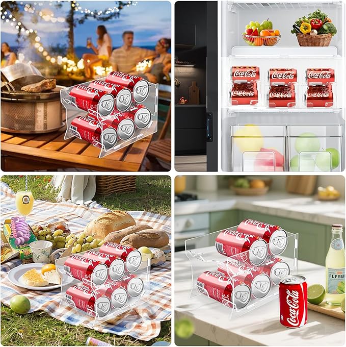 Mini Fridge Soda Can Organizer, Mini Fridge Soda Holder, Mini Fridge Can Organizer for Canned Food Beer Can Hold up to 6 Drinks