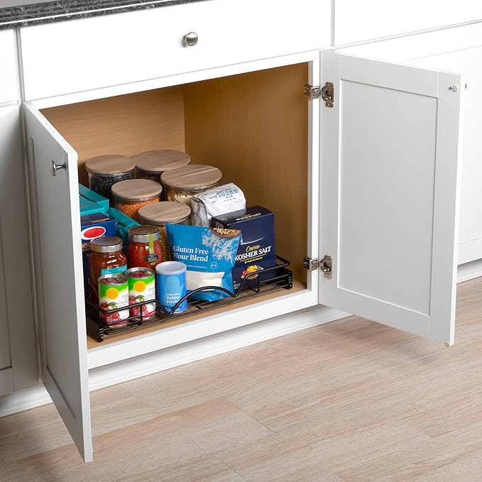 HOLDN’ STORAGE Pull Out Cabinet Organizer, Heavy Duty Caddy w/Lifetime Limited Warranty -22”W x 21”D - Requires At Least 23-1/4” Cabinet Opening, Steel Metal Cabinet Drawers Slide Out, Black