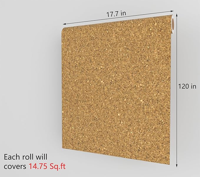Decotalk Cork Shelf Liner Roll Self Adhesive Cork Liners for Drawers and Cabinets Peel and Stick Corks Drawer Liners for Kitchen 1.4ftx4ft Corks Shelf Liner for Kitchen Cabinets Corkboard Pad Sheet