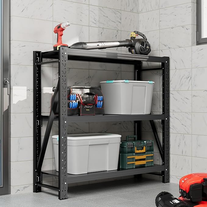 Garage Shelving Unit Rustproof 50āW Heavy Duty Storage Shelves Easy Assembly 3 Tier Adjustable Metal Steel Utility Shelf Rack Garage Storage Organize for Tools Basement,Warehouse