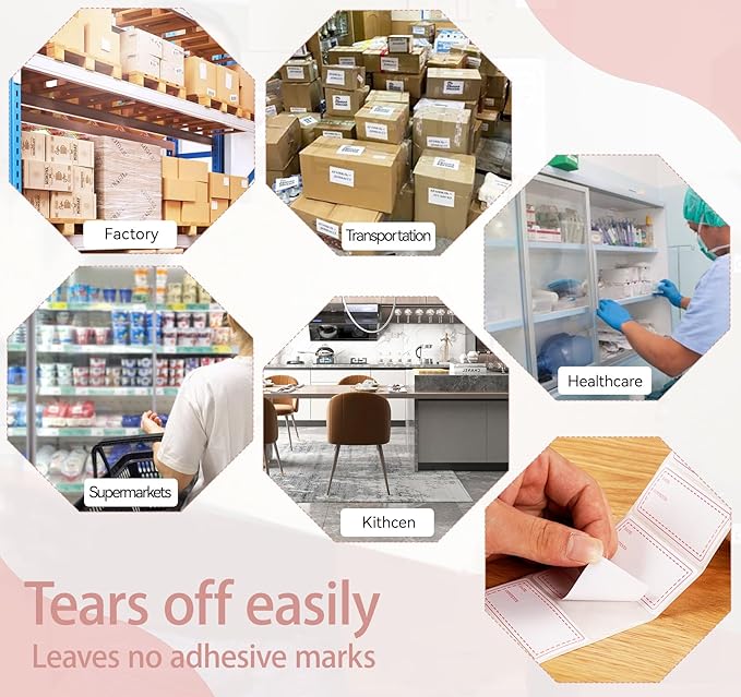 1100pcs Food Storage Stickers,2 Roll Removable Freezer Labels,1.18 x 2.36In Refrigerator Date Paper Labels Waterproof Oil Stickers Food Label to Write on for Container Kitchen Restaurant,Red