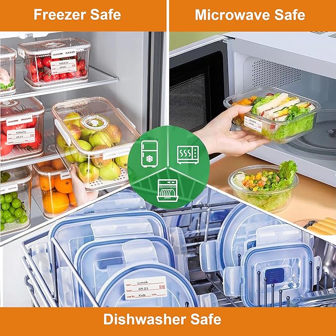 1000Pcs Food Labels, AIMEIKI 2 Rolls 1 x 2 Inch Removable Date Stickers Waterproof Food Storage Stickers for Freezer, Refrigerator, Food Containers Easy Clean No Residue