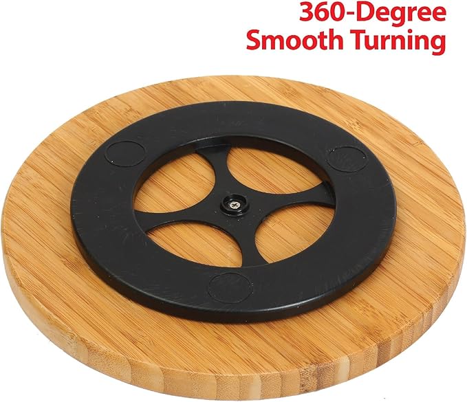YBM Home Bamboo Wooden Non-Skid Spinner for Kitchen, Pantry, Fridge, Cupboards, or Counter Organizing, Fully Rotating Organizer