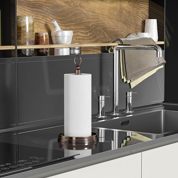 Paper Towel Holder Steel Paper Holder countertop,Black Paper Towel Holder for Kitchen Countertops, Bars & Dining Tables,Fits Standard & Jumbo Rolls, Oil Rubbed Bronze