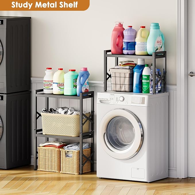 17.32 to 28.35 inch Longer Expandable Pantry Shelves,6-Level Height Adjustment Sturdy Kitchen Storage Shelves,110 LBS Larger Heavy Duty Shelving Units for Small Appliances,Metal Cabinet shelf,Black