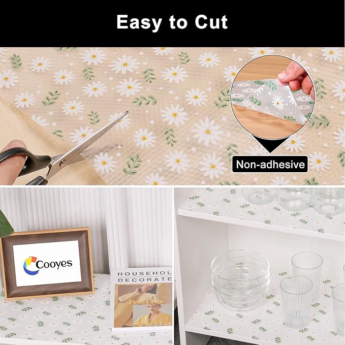 Cooyes Shelf Liner – Premium Non-Adhesive Cabinet & Drawer Liner for Kitchen – Waterproof Shelf Paper with Modern Pattern – Durable EVA Cabinet Mat – Easy to Cut (24" W x 360" L)