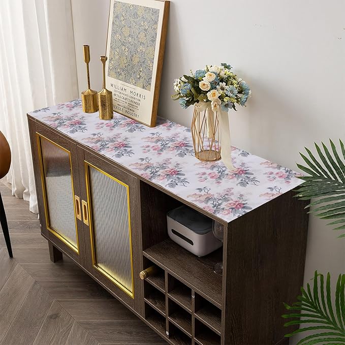Amiitay Drawer and Shelf Liner for Cabinets, 12IN x 20FT Non-Adhesive and Strong Non-Slip Vintage Floral Shelf Cabinet Drawer Liners for Kitchen,Table,Bookshelves,Waterproof Cupboard Liners