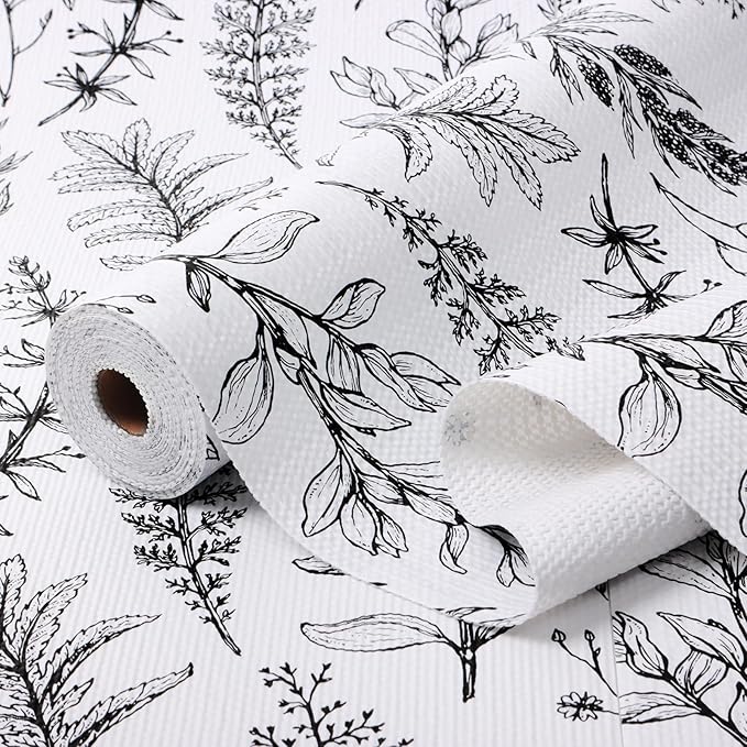 Quttisay Shelf Liner for Kitchen Cabinets,Non Adhesive Cabinet Liner,Non-Slip Drawer Liner,Waterproof Shelf Liner Easy to Clean Strong Grip Liner for Cabinets,Drawers,Cupboard๏ผ(Floral 17.3 in x 10FT)