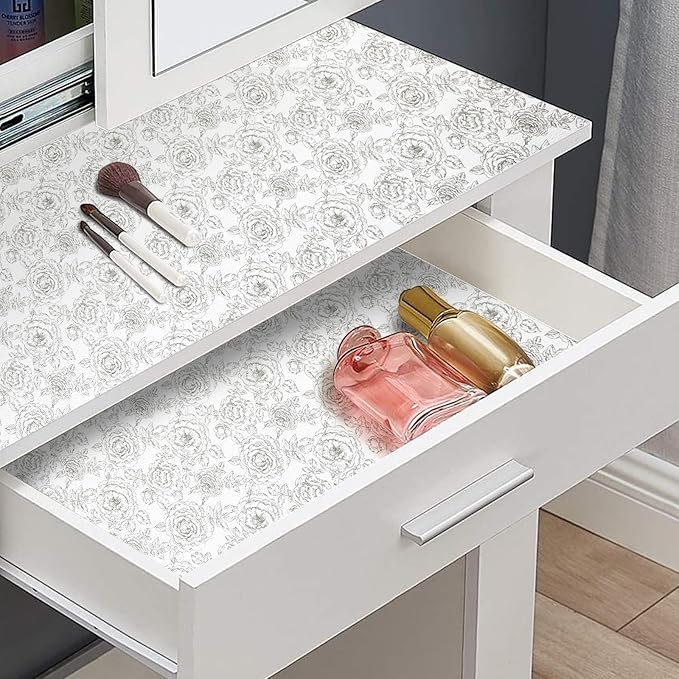 ALIUNI Drawer and Shelf Liner, Non-Slip Kitchen Cabinet Liners Non-Adhesive Thick Strong Grip Waterproof Washable Mats Protect Dresser Shelves Cupboard Bathroom Cabinets, Rose, 18 in X 10 FT