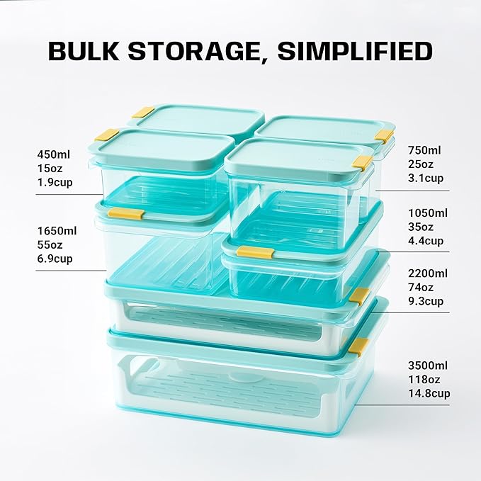 LocknLock HFL104 Freezer Fit Plastic Food Storage Container with Lid for Kitchen, Lunch, Meal Prep, and Leftovers, BPA-Free, Airtight, Leakproof, Microwave, Dishwasher-Safe, 1.65L
