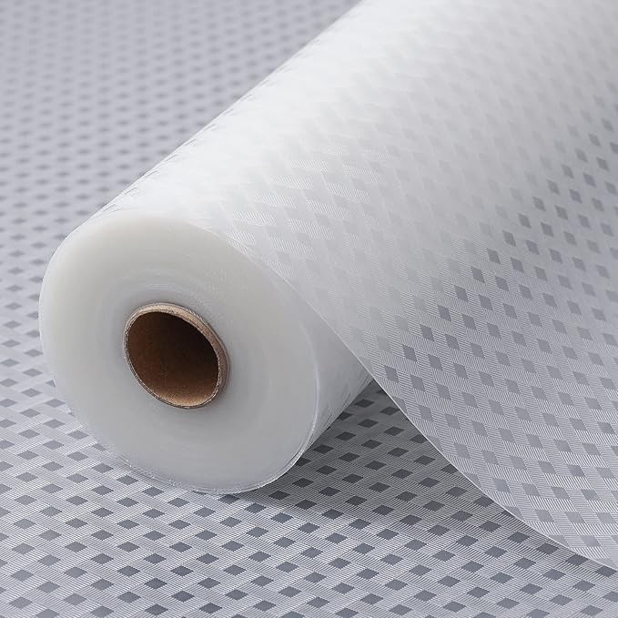 StaHom Shelf Liners for Kitchen Cabinets, Waterproof Kitchen Cupboard Liner, Refrigerator Liners and Durable Plastic Drawer Mats EVA Non Adhesive Shelves, Fridge - Clear 11.8 x 118 Inches