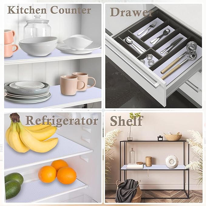 Shelf Liner Non-Slip 20 Inch Wide X 20 Ft Kitchen Cabinet Drawer Liners Waterproof & Oil-Proof Drawer Mat for Cupboard Pantry Non Adhesive Refrigerator Shelf Liner Strong Grip Cabinet Mat