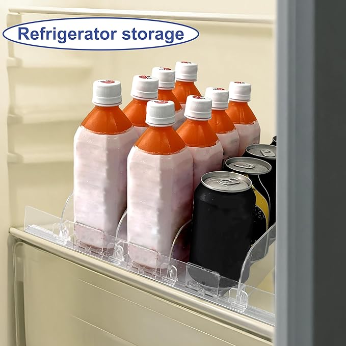 Drink Organizer for Fridge, Adjustable Acrylic Beverage Dispenser with Dividers for Cans (3Pack)