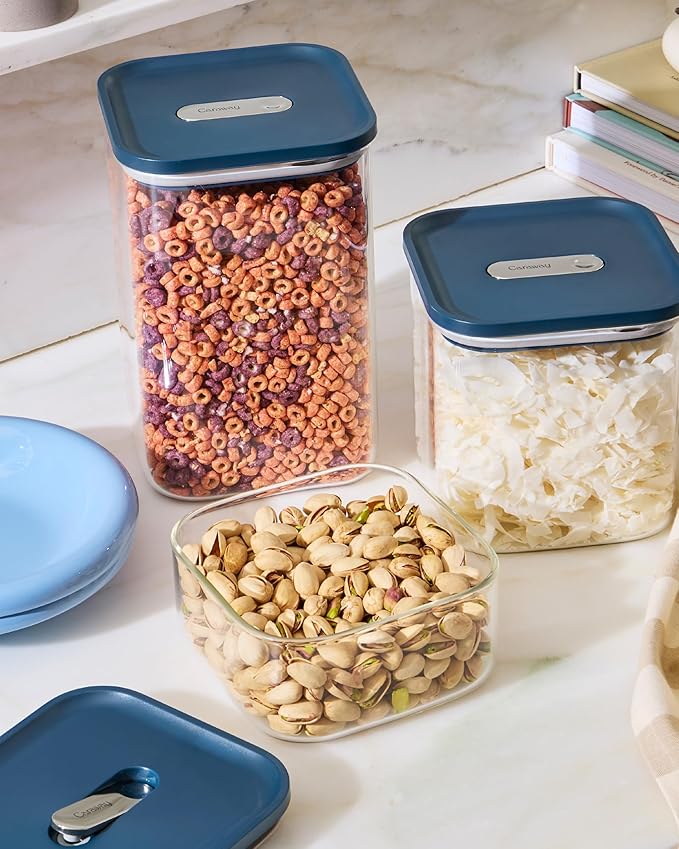 Caraway 13-Piece Glass Airtight Food Storage Containers with Lids – Non-Toxic, BPA-Free Kitchen Storage Containers – Stackable, Space-Saving Airtight Containers for Dry Goods and More - Sage
